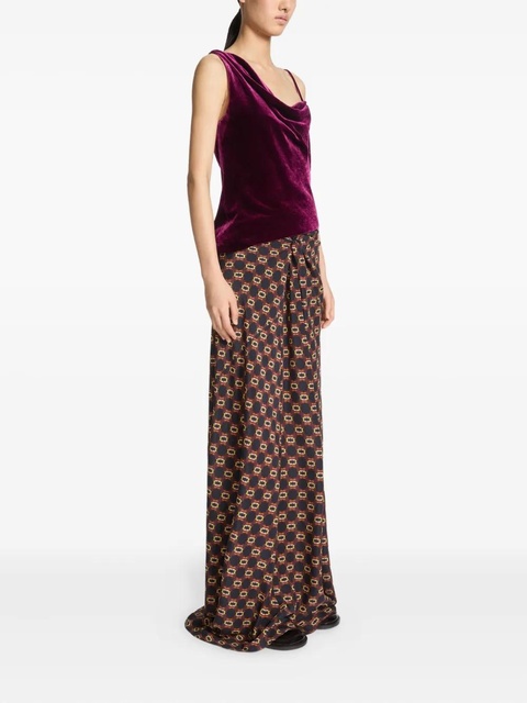 DRIES VAN NOTEN draped tie-print maxi skirt - Brown - zdjęcie produktu nr 2