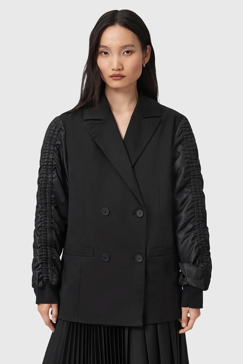 AllSaints marynarka LORNA kolor czarny dwurzędowa gładka W009OD - zdjęcie produktu nr 1