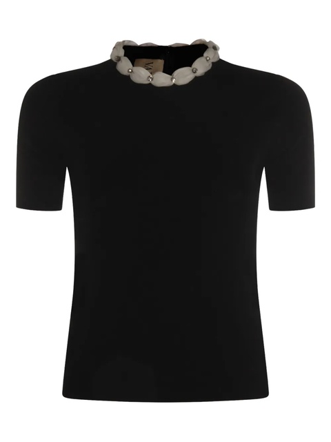 Valentino Garavani wool floral top - Black - zdjęcie produktu nr 1