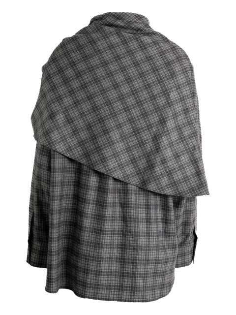 Magda Butrym draped-collar check shirt - Grey - zdjęcie produktu nr 2