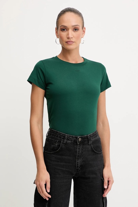 Pinko t-shirt bawełniany damski kolor zielony 100373 A2RE - zdjęcie produktu nr 1