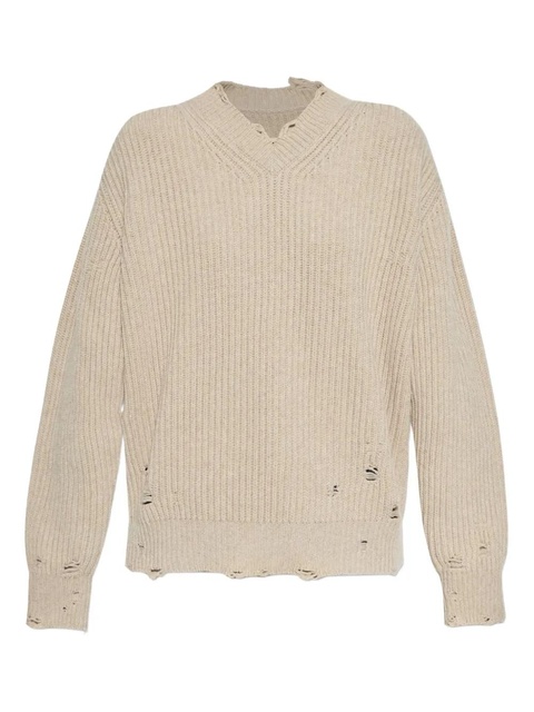 MM6 Maison Margiela distressed ribbed sweater - Neutrals - zdjęcie produktu nr 1