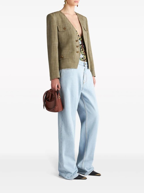 ETRO slub-effect single-breasted jacket - Green - zdjęcie produktu nr 2