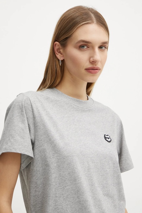 Karl Lagerfeld t-shirt bawełniany damski kolor szary A1W17025 - zdjęcie produktu nr 2