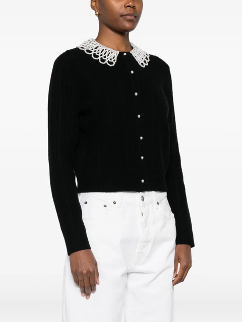 Maje faux-pearl-embellished cable-knit cardigan - Black - zdjęcie produktu nr 2