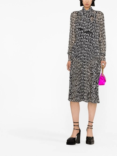Versace logo-print silk shirtdress - Black - zdjęcie produktu nr 1