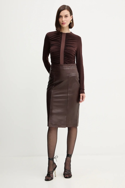 Herve Leger bluzka Veronica damska kolor brązowy gładka RMJ1498061 - zdjęcie produktu nr 2