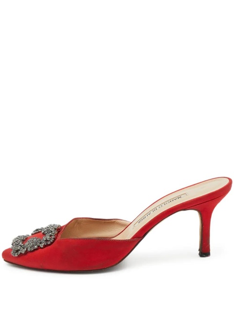 Manolo Blahnik 70mm Hangisi satin mules - Red - zdjęcie produktu nr 1