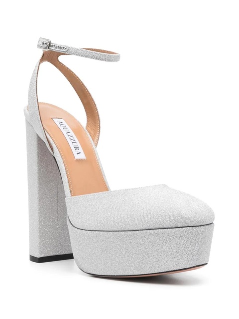 Aquazzura So High 140mm glitter leather pumps - Silver - zdjęcie produktu nr 1