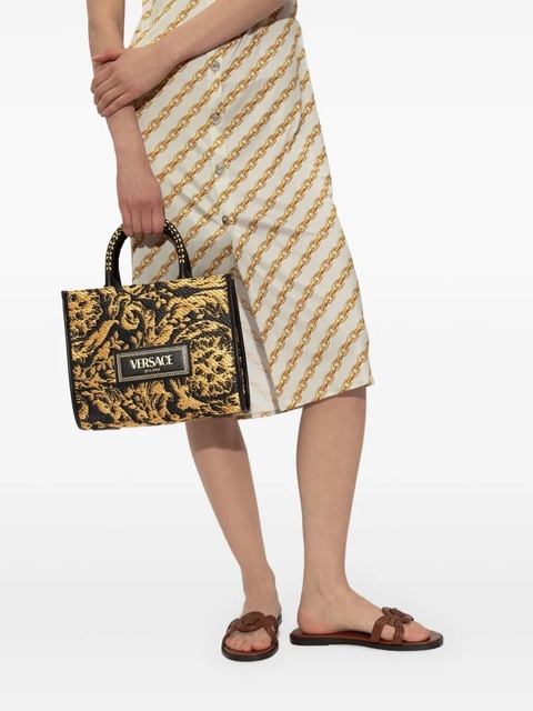 Versace small Barocco Athena raffia tote bag - Black - zdjęcie produktu nr 2