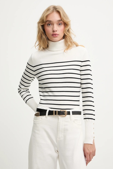 Answear.LAB sweter z kaszmirem damski kolor beżowy lekki z golfem - zdjęcie produktu nr 2