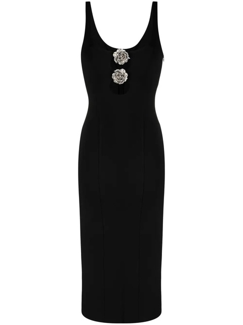 Blumarine metallic floral-appliqué midi dress - Black - zdjęcie produktu nr 1