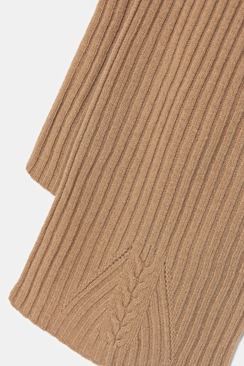 United Colors of Benetton szalik wełniany kolor beżowy gładki 1244DU01G - zdjęcie produktu nr 2