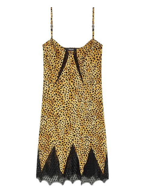 Versace Cheetah allover silk slip dress - Yellow - zdjęcie produktu nr 1