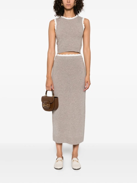 SANDRO scalloped-trim sleeveless top - Neutrals - zdjęcie produktu nr 1