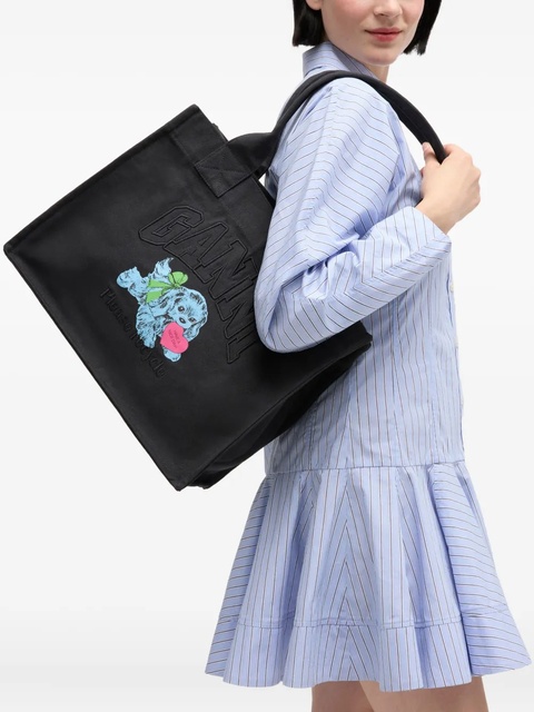 GANNI Puppy-print tote bag - Black - zdjęcie produktu nr 1