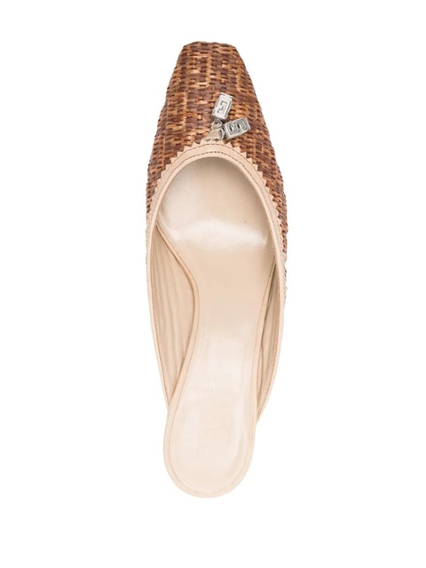 GCDS monogram-embossed 60mm raffia mules - Brown - zdjęcie produktu nr 2