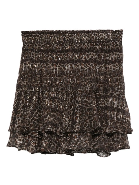 MC2 Saint Barth leopard-print ruffled mini skirt - Black - zdjęcie produktu nr 1