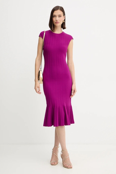 Herve Leger sukienka Bridget kolor fioletowy midi rozkloszowana DGR8535468 - zdjęcie produktu nr 2