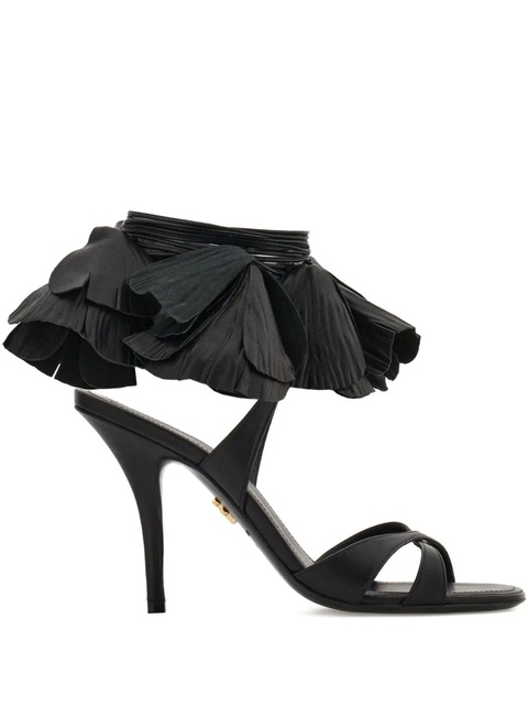 Ferragamo 90mm flower-embellished leather sandals - Black - zdjęcie produktu nr 1