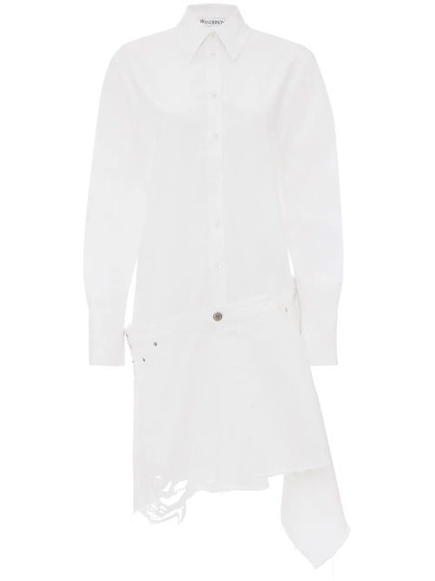 JW Anderson distressed-finish asymmetric shirtdress - White - zdjęcie produktu nr 1
