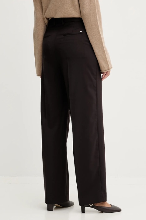 Tommy Hilfiger spodnie wełniane damskie kolor bordowy proste high waist WW0WW48362 - zdjęcie produktu nr 2