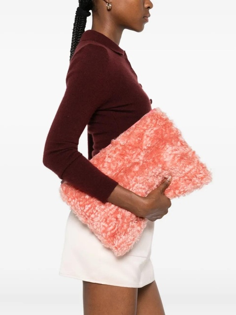 Miu Miu zip-top shearling clutch bag - Pink - zdjęcie produktu nr 2