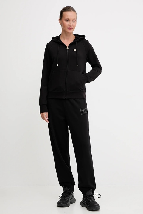 EA7 Emporio Armani bluza damska kolor czarny z kapturem gładka AF13135.7W000458 - zdjęcie produktu nr 1
