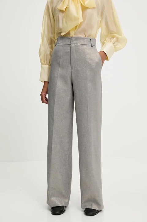 Answear.LAB spodnie damskie kolor srebrny proste high waist - zdjęcie produktu nr 1