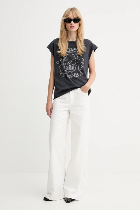 ZADIG&VOLTAIRE t-shirt bawełniany damski kolor szary JWTT01275 - zdjęcie produktu nr 2