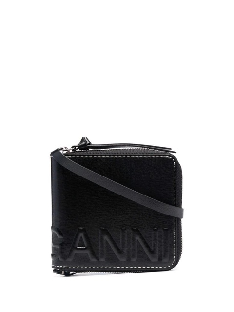 GANNI logo-embossed recycled-leather wallet - Black - zdjęcie produktu nr 1