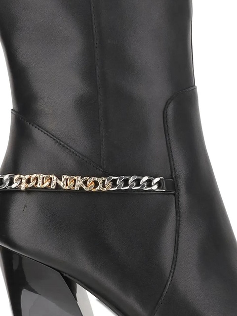 PINKO 90mm chain-embellished leather boots - Black - zdjęcie produktu nr 2