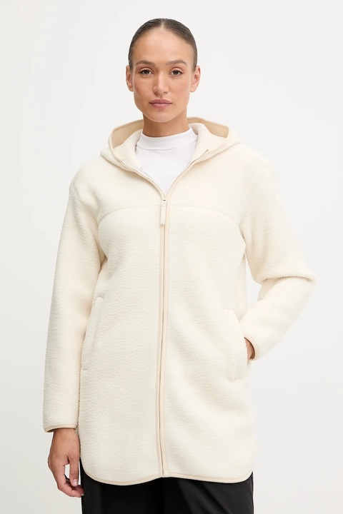Helly Hansen bluza polarowa MAUD PILE kolor beżowy z kapturem gładka 54623 - zdjęcie produktu nr 1