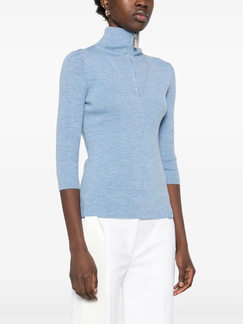 Victoria Beckham half-zip knitted top - Blue - zdjęcie produktu nr 1