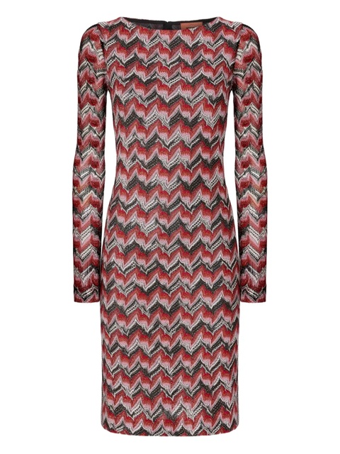 Missoni chevron-pattern long-sleeve midi dress - Red - zdjęcie produktu nr 1