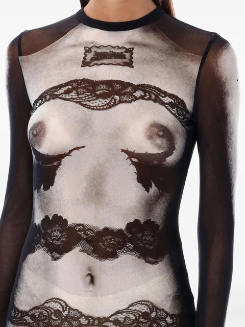 Jean Paul Gaultier body-print maxi dress - Black - zdjęcie produktu nr 1