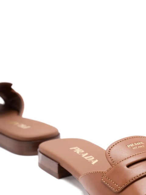 Prada leather logo-detail sandals - Brown - zdjęcie produktu nr 1