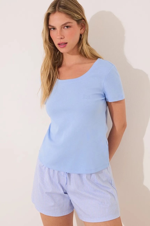 women'secret piżama bawełniana damska kolor niebieski bawełniana 3599220 - zdjęcie produktu nr 1