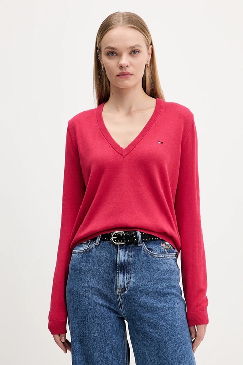 Tommy Jeans sweter bawełniany kolor różowy DW0DW19888 - zdjęcie produktu nr 1