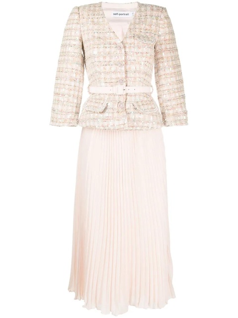 Self-Portrait fully-pleated flared dress - Pink - zdjęcie produktu nr 1