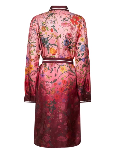 Gucci floral-print belted shirt dress - Red - zdjęcie produktu nr 2
