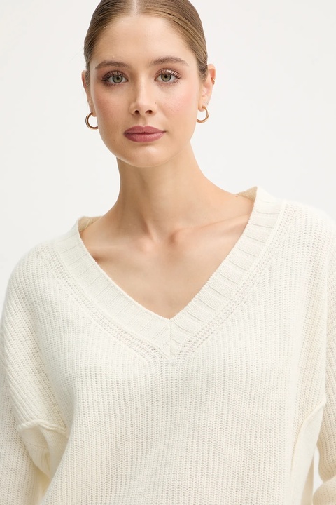 United Colors of Benetton sweter z dodatkiem wełny damski kolor beżowy 126WD402Z - zdjęcie produktu nr 2