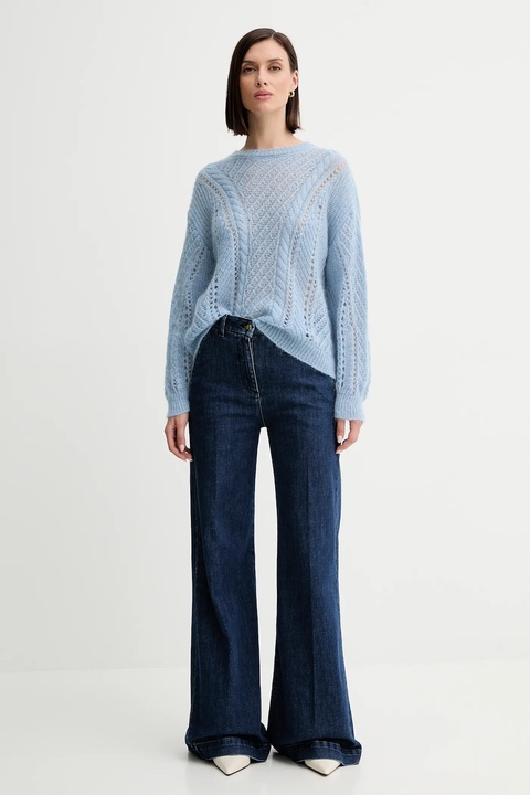 Twinset sweter z wełną damski kolor niebieski lekki 252TT3201 - zdjęcie produktu nr 2