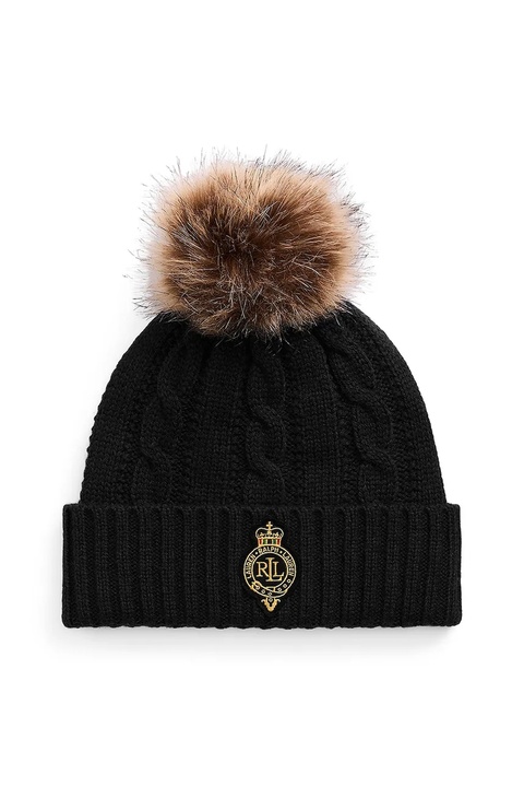 Lauren Ralph Lauren czapka z dodatkiem wełny kolor czarny 454P04455 - zdjęcie produktu nr 1