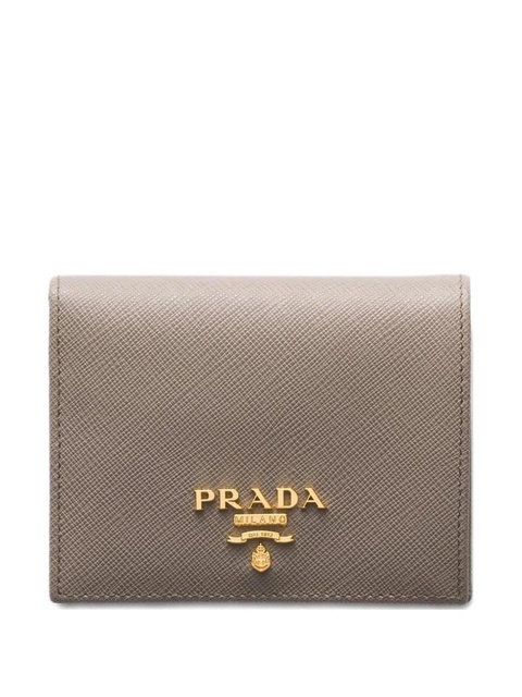 Prada small metal-lettering leather wallet - Grey - zdjęcie produktu nr 1