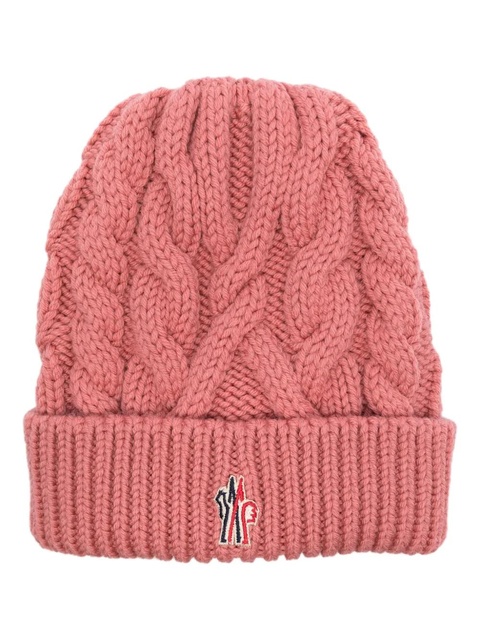 Moncler Grenoble cable-knit beanie hat - Pink - zdjęcie produktu nr 2