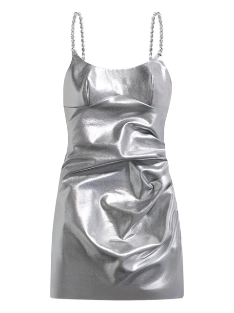 AREA crystal-strap metallic mini dress - Silver - zdjęcie produktu nr 1