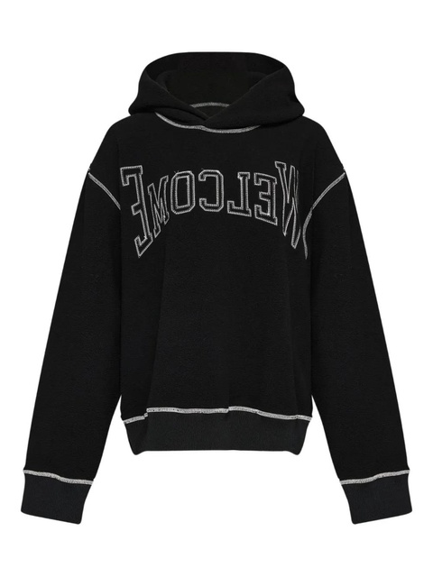 MM6 Maison Margiela logo-embroidered hoodie - Black - zdjęcie produktu nr 1