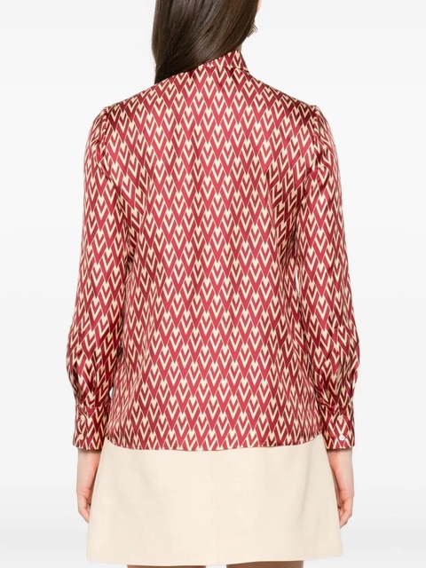 Valentino Garavani geometric-print silk shirt - Red - zdjęcie produktu nr 2