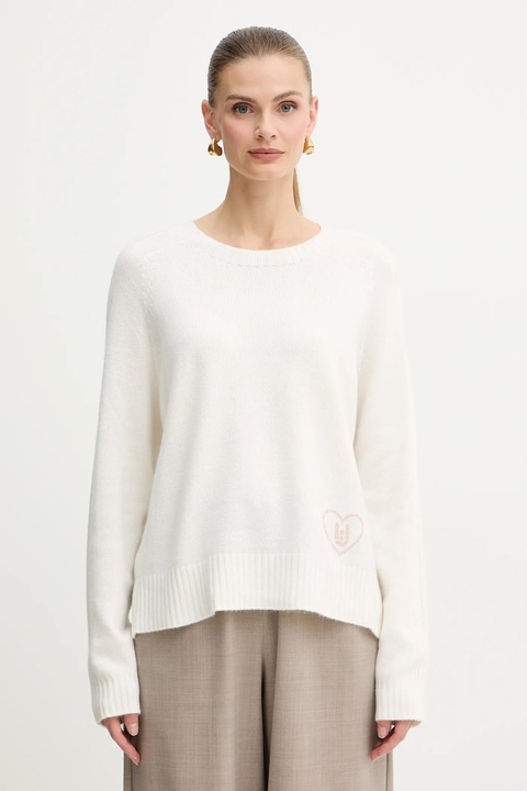 Liu Jo sweter z dodatkiem wełny damski kolor beżowy MF5444 MS76L - zdjęcie produktu nr 1